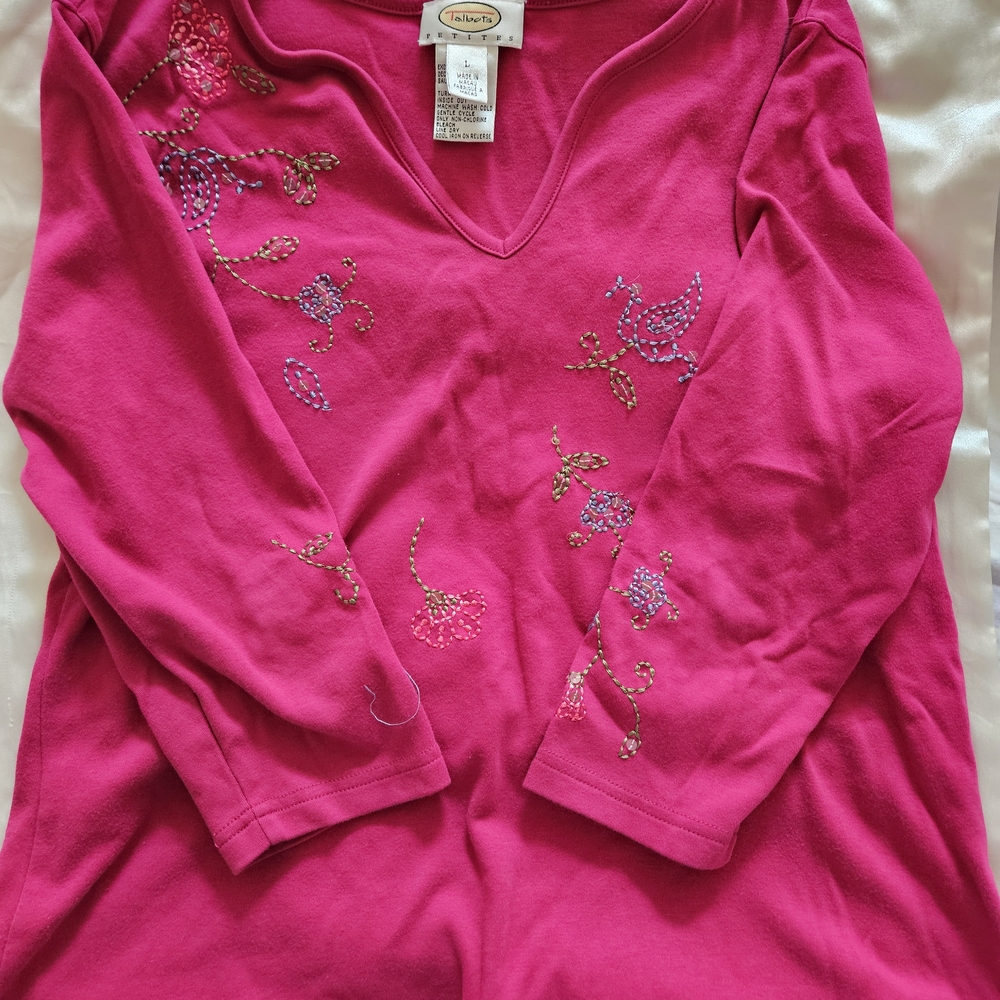 Pink Embellished V-Neck Top